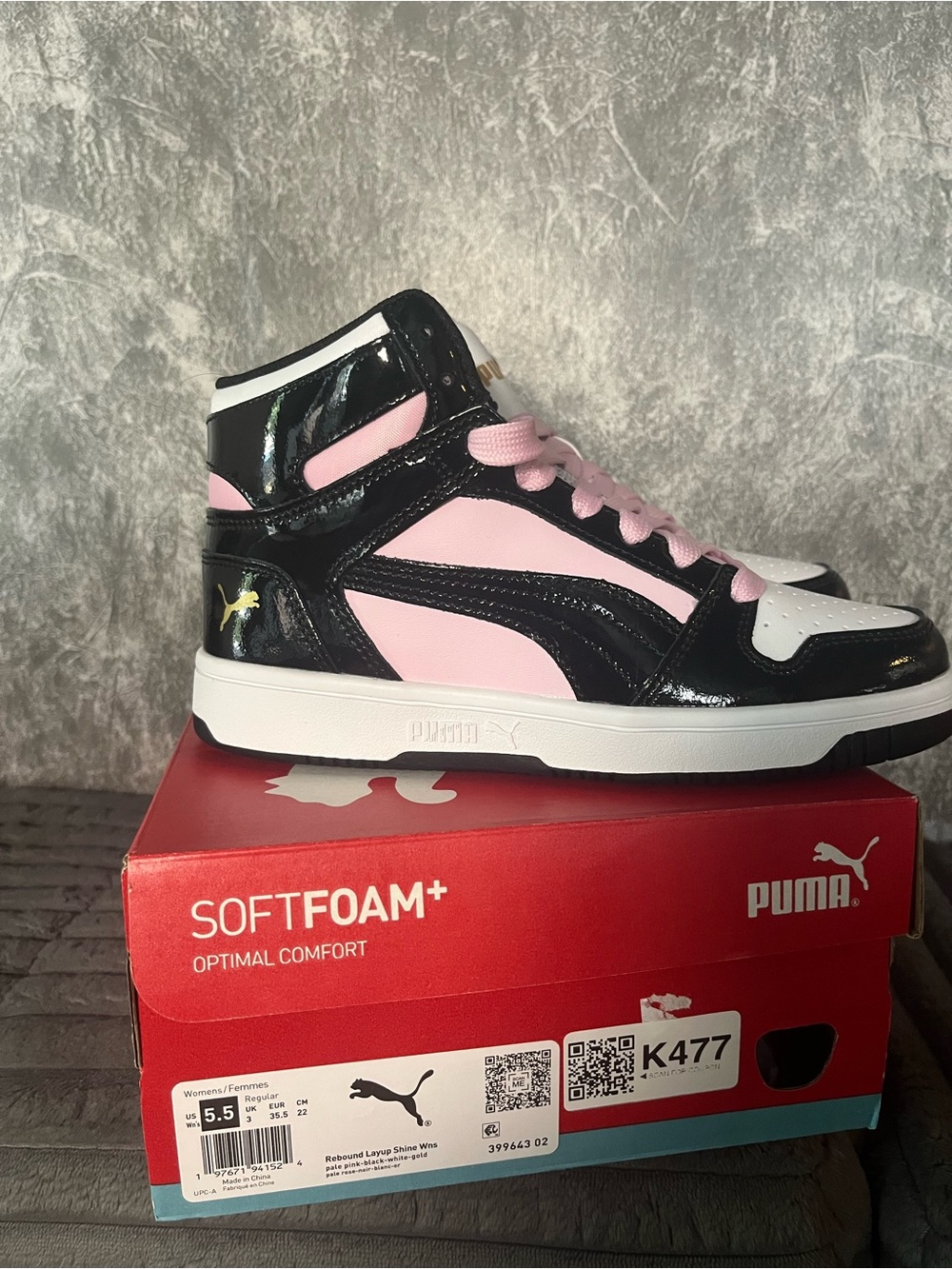 Puma Women's High-Top Sneaker in Pink, Black & White new in box 5.5